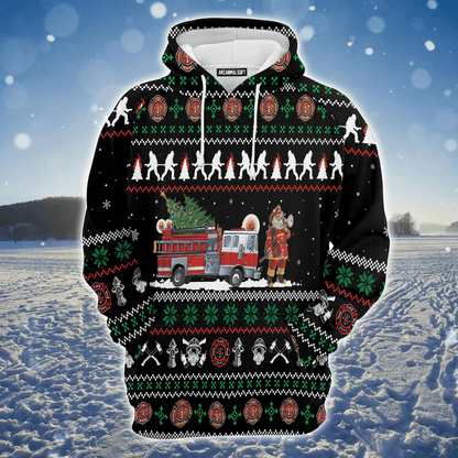 Firefighter Wine Premium Christmas Hoodie, Santa Claus Firefighter Unisex Hoodie For Men & Women - Perfect Gift For Christmas, Firefighter Lover