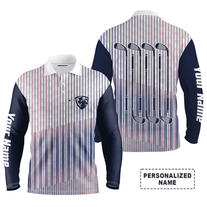 Custom Golf Long Sleeve Men Polo Shirt, Golf Clubs Personalized Men Polo Shirts, Perfect Gift For Golf Men, Golf Lover