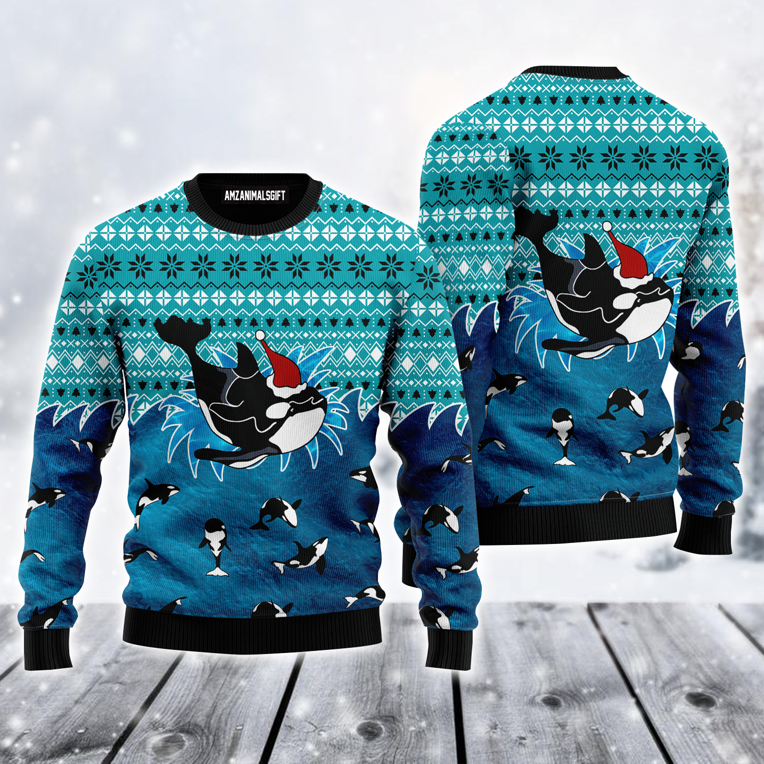 Funny Orcas Ugly weater, Orcas & Christmas Ugly Sweater, Funny Blue Sweater For Men & Women, Perfect Gift For Orcas Lover, Friends, Family
