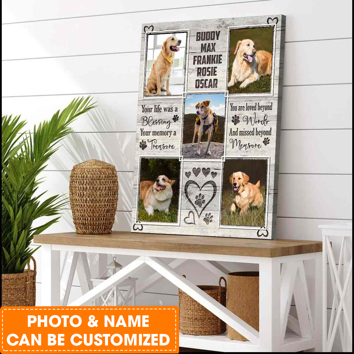 Personalized Dog Portrait Canvas, Your Life Was A Blessing Canvas, Custom Photo & Name Dog Canvas, Perfect Gift For Dog Lovers, Friends, Family