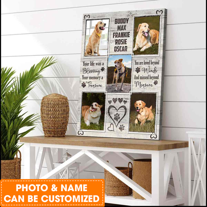 Personalized Dog Portrait Canvas, Your Life Was A Blessing Canvas, Custom Photo & Name Dog Canvas, Perfect Gift For Dog Lovers, Friends, Family
