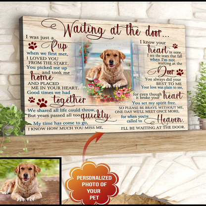 Personalized Dog Landscape Canvas, Waiting At The Door Canvas, Custom Pawprints Dog Canvas, Perfect Gift For Dog Lovers, Friends, Family