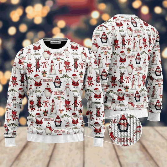 Santa Claus & Christmas Pattern Sweater, Ugly Sweater For Men & Women, Perfect Outfit For Christmas New Year Autumn Winter