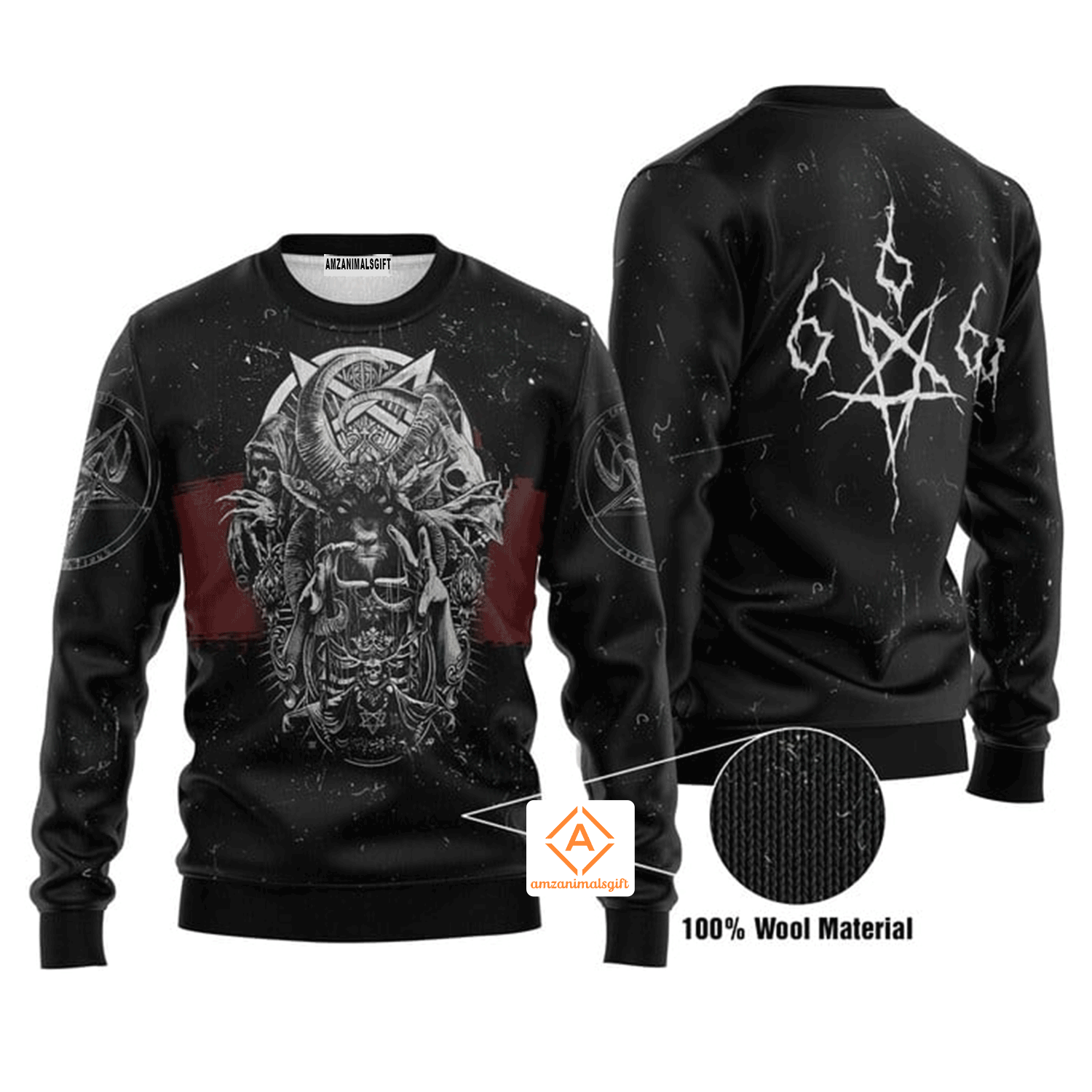 Satanic Skull Christmas Sweater, Ugly Sweater For Men & Women, Perfect Outfit For Christmas New Year Autumn Winter