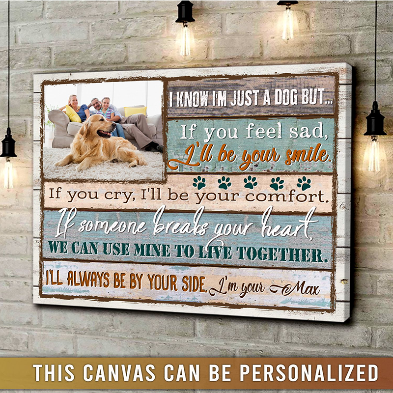 Personalized Dog Landscape Canvas, Custom Pet Art Canvas Gift For Dog Lover Rustic Wood, Perfect Gift For Dog Lovers, Friend, Family