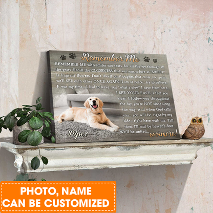 Personalized Dog Landscape Canvas, Pawprints Canvas, Memorial Wall Art Remember Me Canvas, Perfect Gift For Dog Lovers, Friends, Family