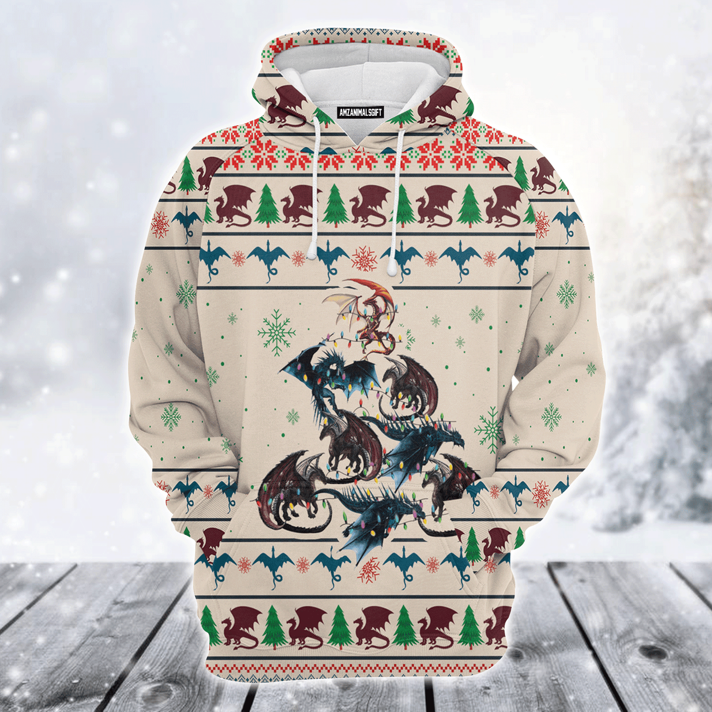 Dragon Xmas Premium Christmas Hoodie, Christmas Dragon Dacing Unisex Hoodie For Men & Women - Perfect Gift For Christmas, Dragon Lovers