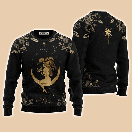 Cancer Golden Zodiac Sweater, Ugly Christmas Sweater For Men & Women, Perfect Outfit For Christmas New Year Autumn Winter