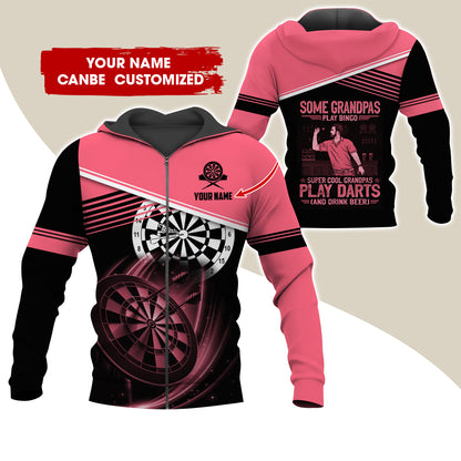 Customized Name Darts Premium Zip Hoodie, Personalized Some Grandpas Play Bingo Darts Zip Hoodie For Men & Women - Gift For Darts Lovers, Darts Players