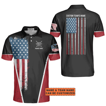 Customized Billiards Men Polo Shirt, Personalized 3D Billiards 8 Ball Pool Player US Flag Pattern Polo Shirt For Men, Billiards Lovers