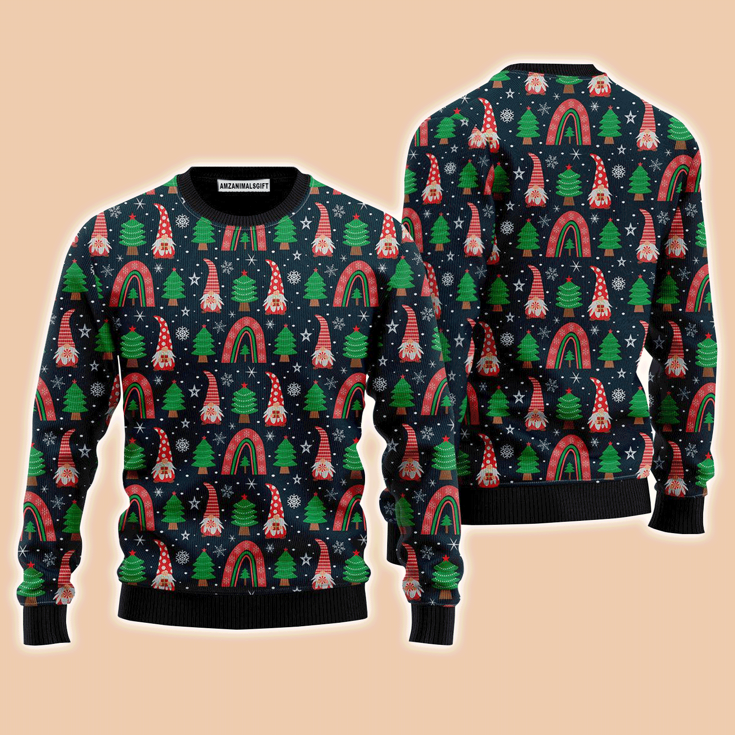 Gnomes With Boho Rainbow Sweater, Ugly Sweater For Men & Women, Perfect Outfit For Christmas New Year Autumn Winter