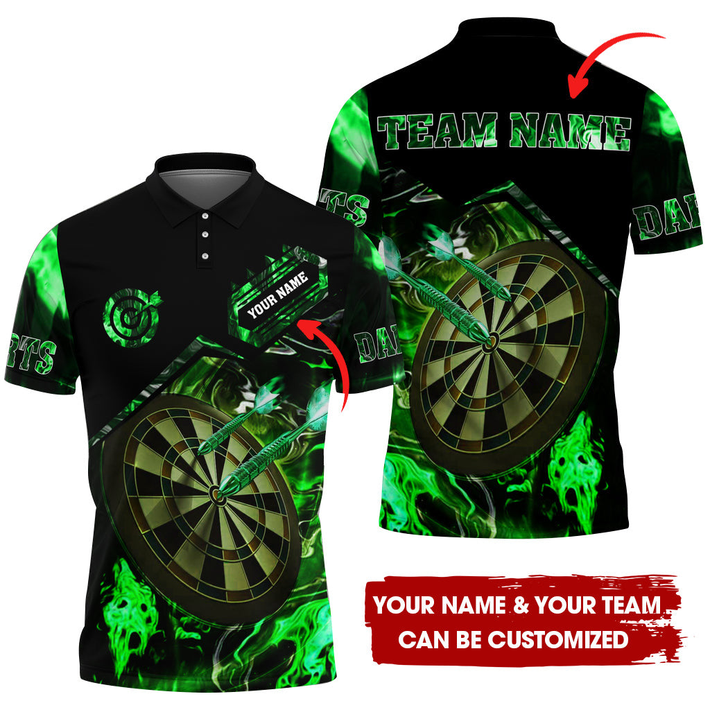 Customized Flaming Magma Darts Men Polo Shirt, Custom Darts For Team Polo Shirt For Men, Perfect Gift For Darts Lovers, Darts Players