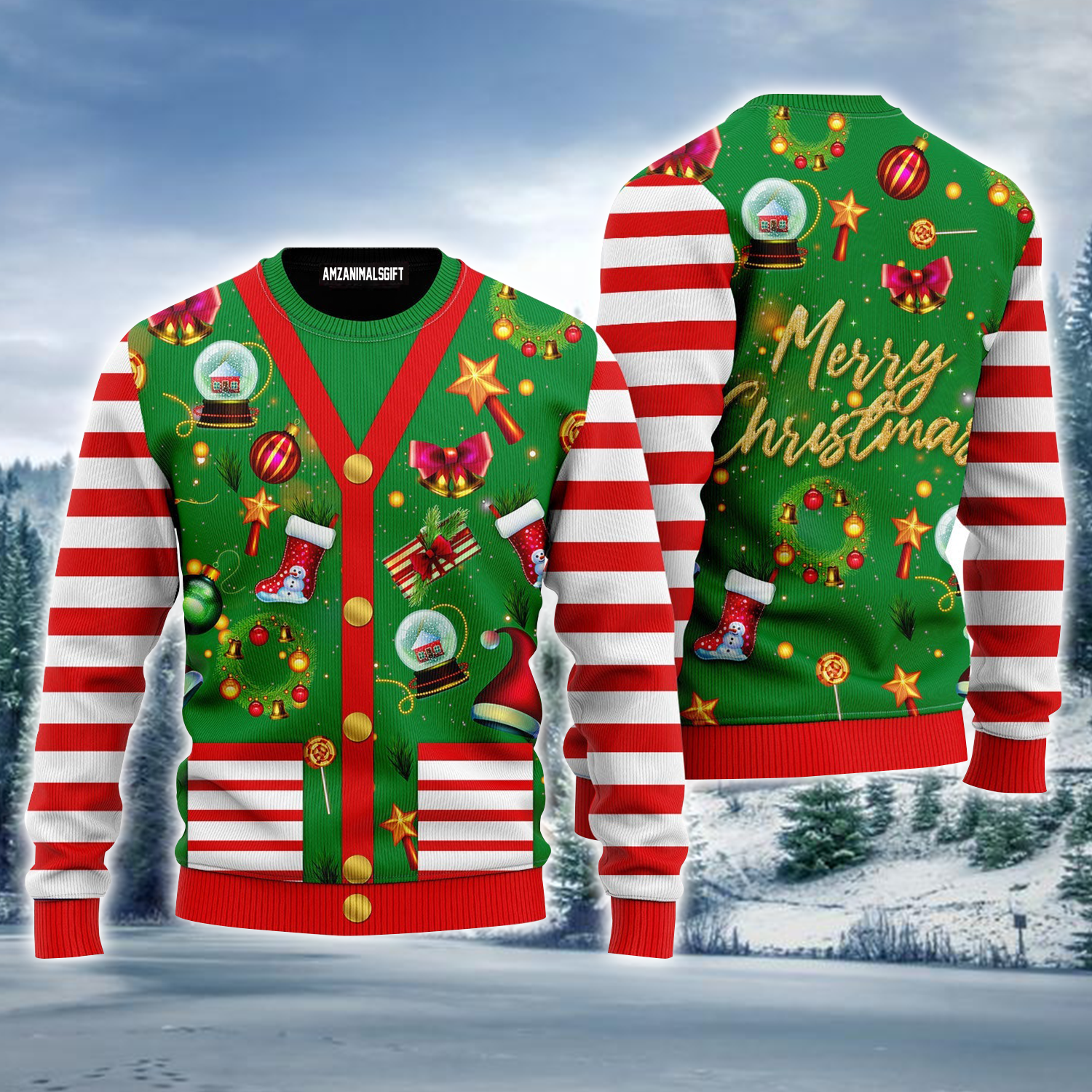 Candy Ugly Sweater, Funny Christmas Cardigan Style Ugly Sweater For Men & Women, Perfect Gift For Christmas, Friends, Family