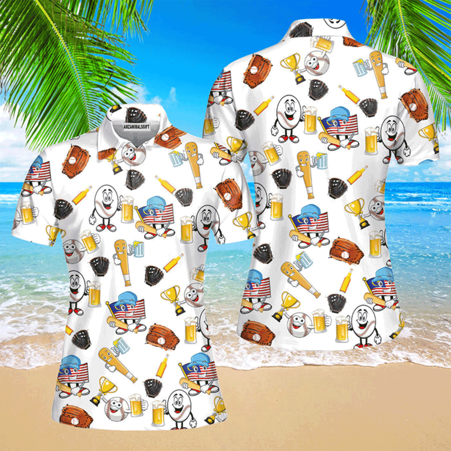 Baseball Women Polo Shirt, Baseball And Beer Polo Shirt For Women, Perfect Polo Shirt For Baseball Lovers