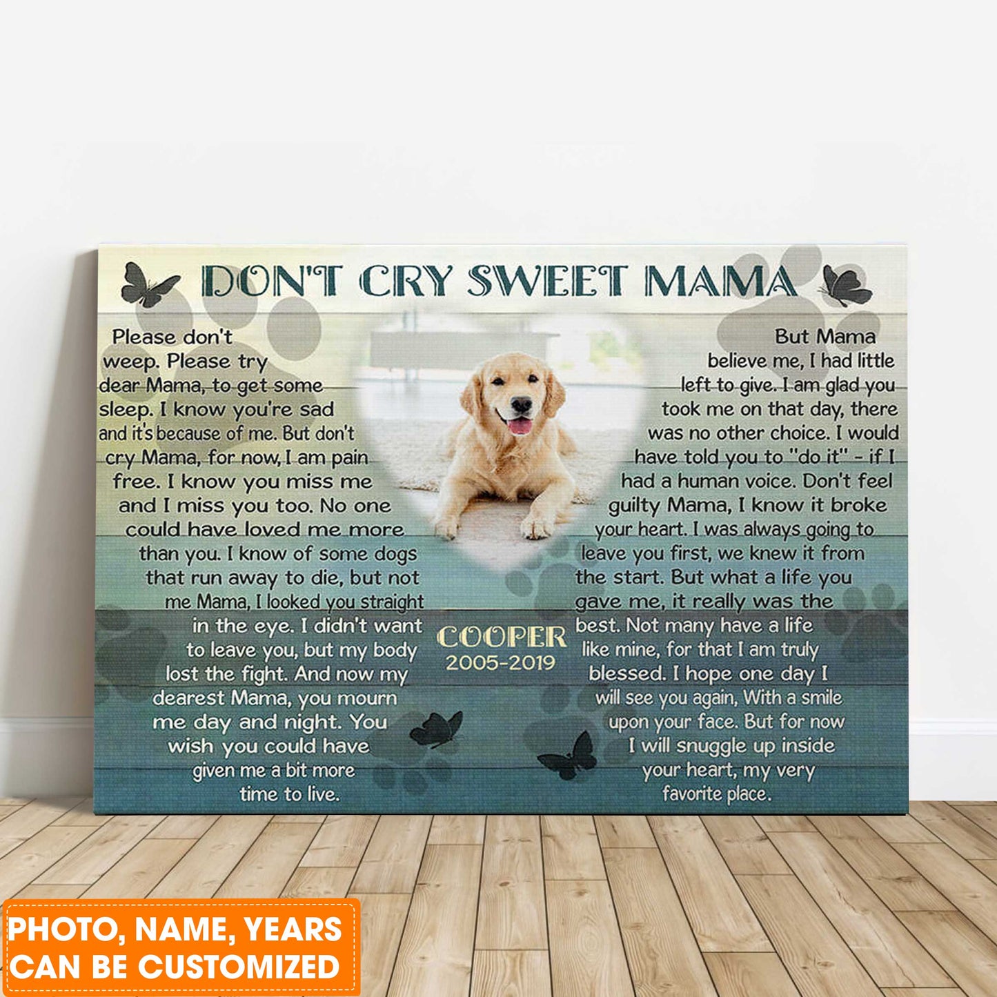 Personalized Dog Landscape Canvas, Gifts To Remember A Pet, Custom Pet Memorial, Perfect Gift For Dog Lovers, Friends, Family