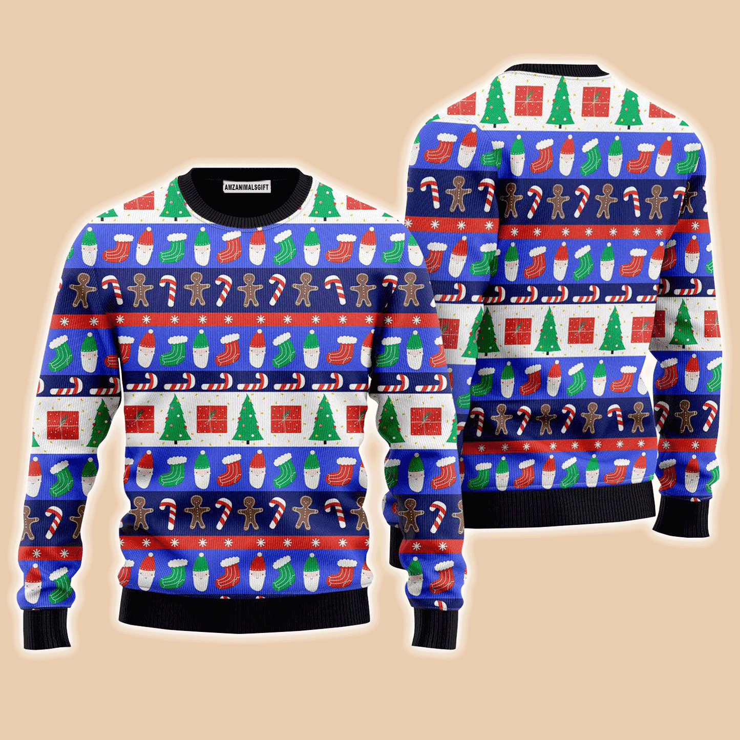 Christmas Striped Wonderful Holiday Sweater, Ugly Sweater For Men & Women, Perfect Outfit For Christmas New Year Autumn Winter