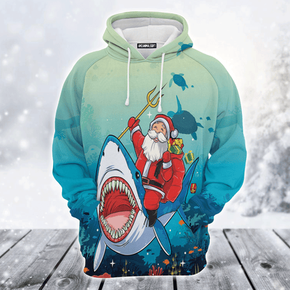 Shark Premium Christmas Hoodie, Santa Shark Under The Sea Christmas Colorful Unisex Hoodie For Men & Women - Perfect Gift For Christmas, Shark Lover