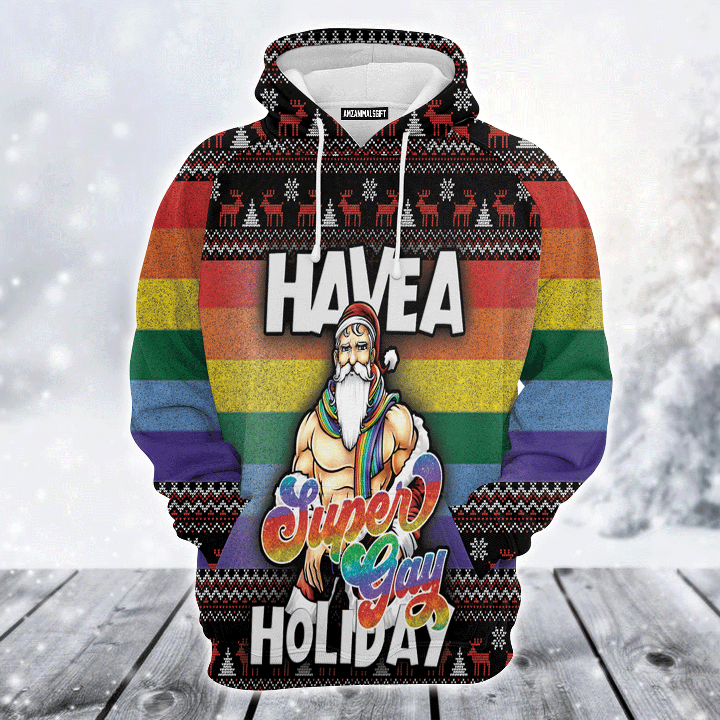 Santa Premium Christmas Hoodie, Santa Have A Super Gay Holiday LGBT Christmas Unisex Hoodie For Men & Women - Perfect Gift For Christmas, LGBT
