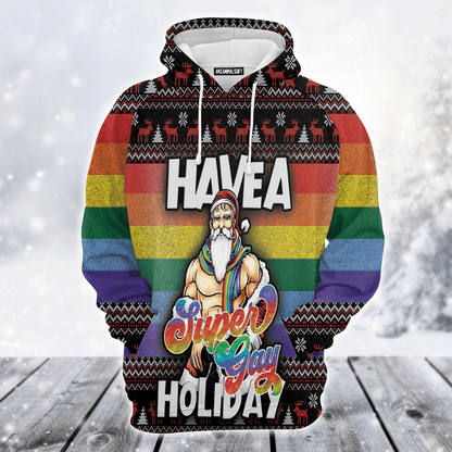 Santa Premium Christmas Hoodie, Santa Have A Super Gay Holiday LGBT Christmas Unisex Hoodie For Men & Women - Perfect Gift For Christmas, LGBT