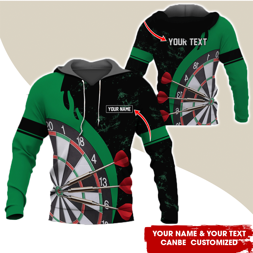 Customized Name & Text Darts Premium Hoodie, Darts & Moss Pattern Hoodie, Perfect Gift For Darts Lovers, Friend, Family