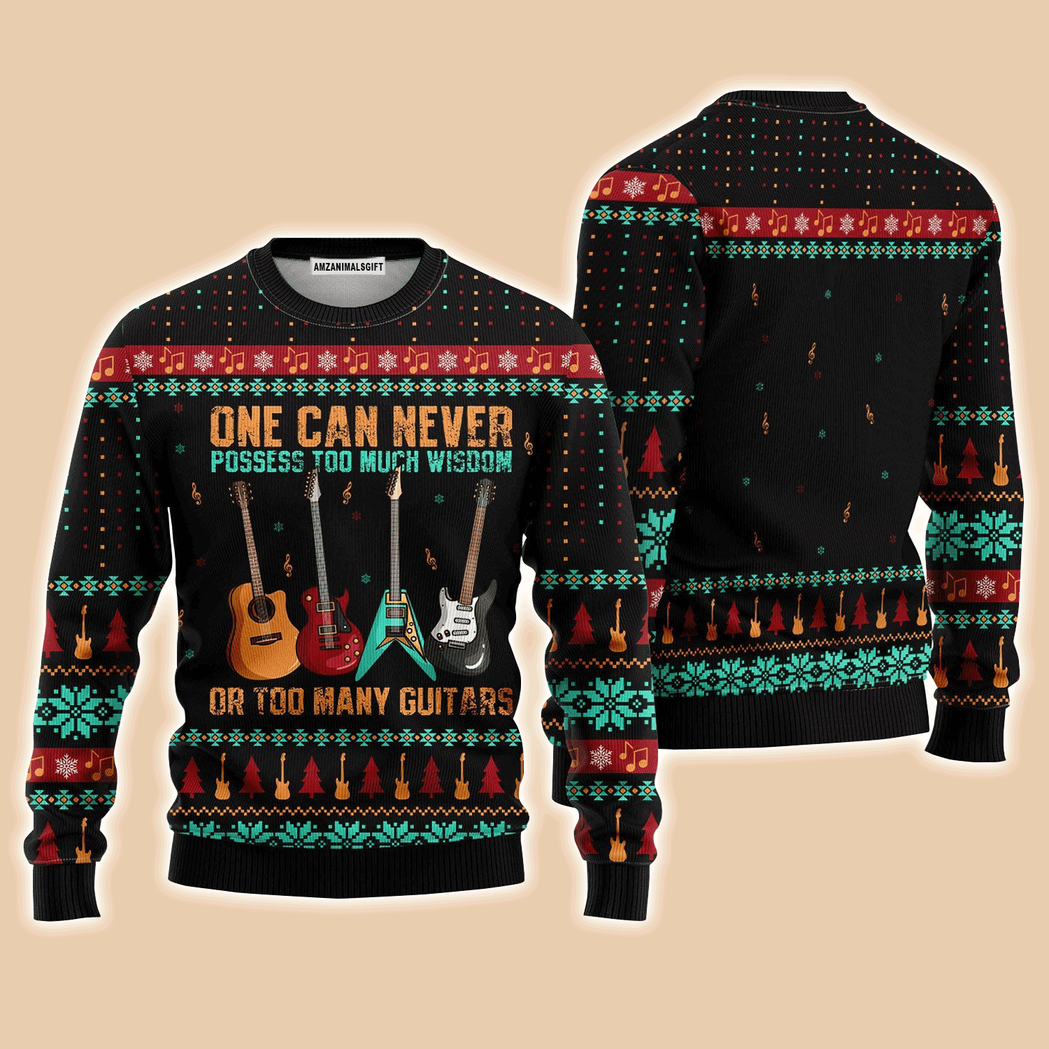 Guitar Old Vintage Sweater One Can Never or Too Many Guitars, Ugly Sweater For Men & Women, Perfect Outfit For Christmas New Year Autumn Winter