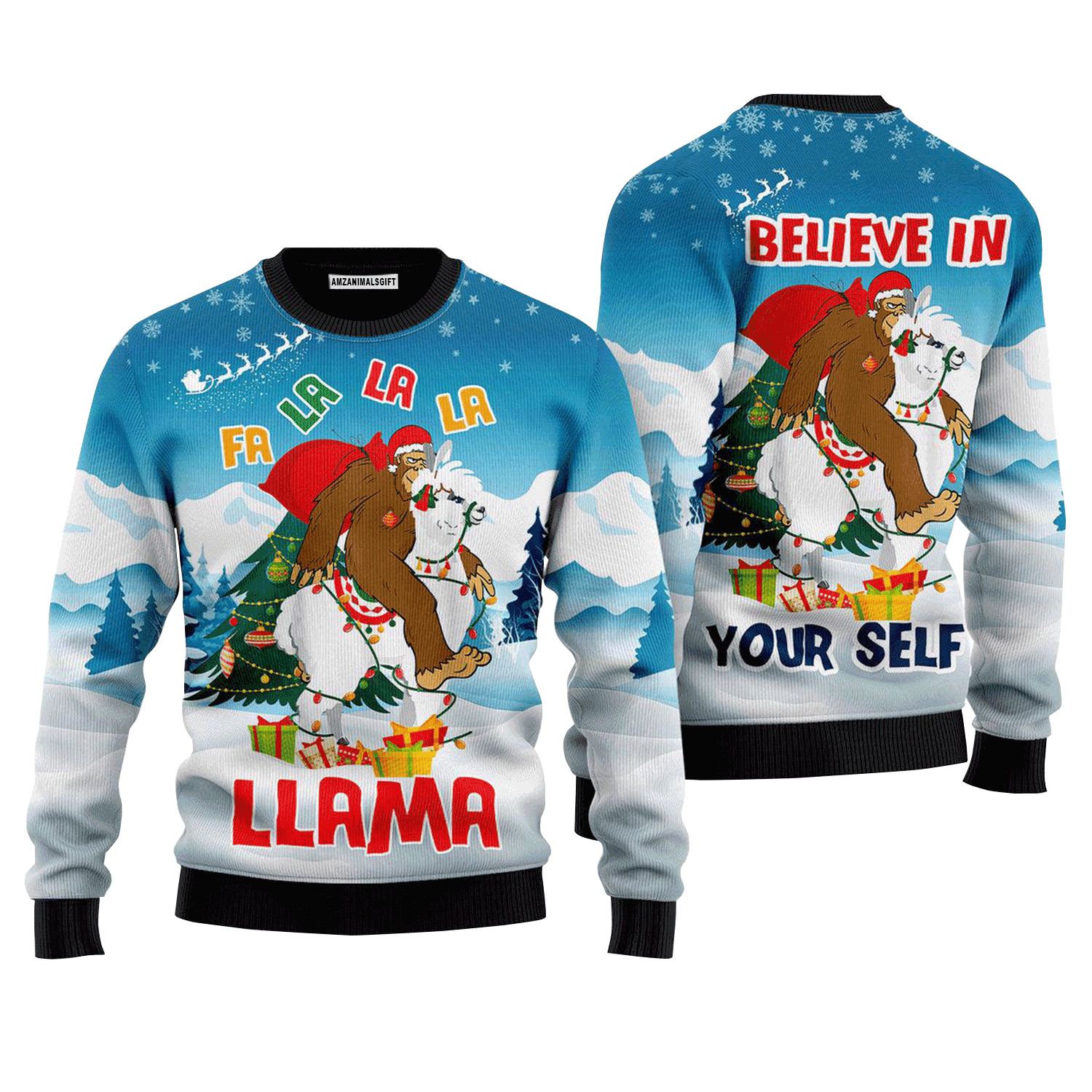 Bigfoot Riding Llama Christmas Sweater, Ugly Christmas Sweater For Men & Women, Perfect Outfit For Christmas New Year Autumn Winter
