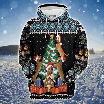 Dachshund Premium Christmas Hoodie, Dachshund Group Christmas Tree Unisex Hoodie For Men & Women - Perfect Gift For Christmas, Dachshund Lovers
