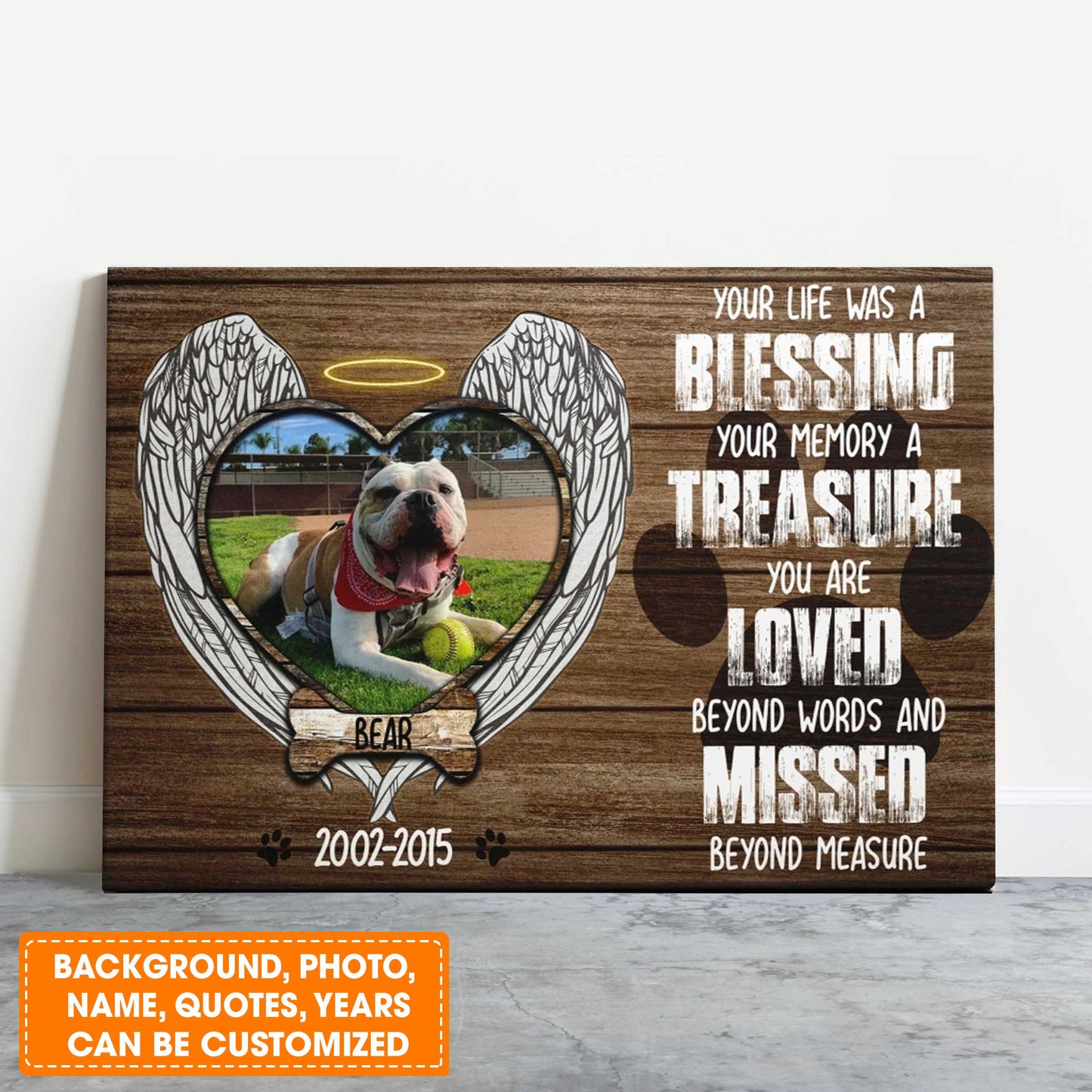 Personalized Dog Landscape Canvas, Memorial Dog Gift, Dog Photos On Canvas, Perfect Gift For Dog Lovers, Friends, Family