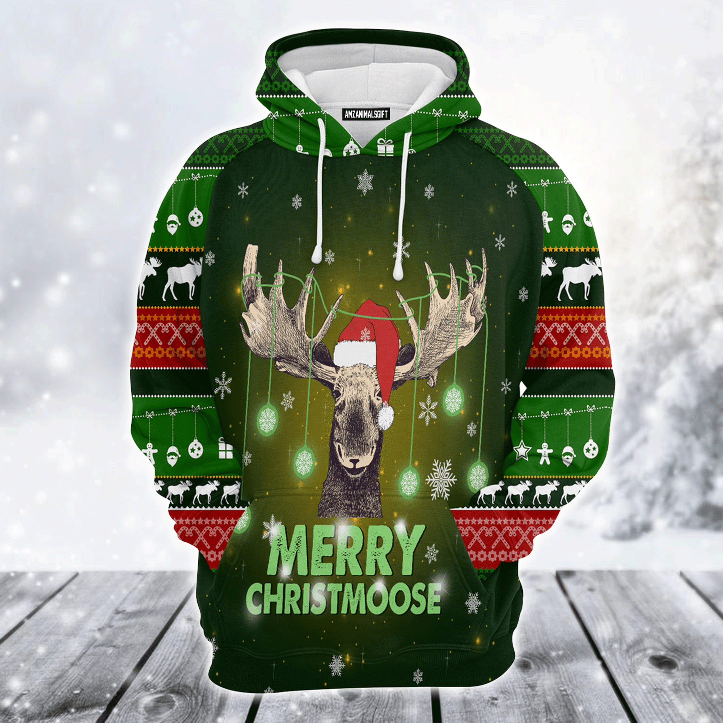 Reindeer Premium Christmas Hoodie, Merry ChristMoose Christmas Unisex Hoodie For Men & Women - Perfect Gift For Christmas, Reindeer Lovers