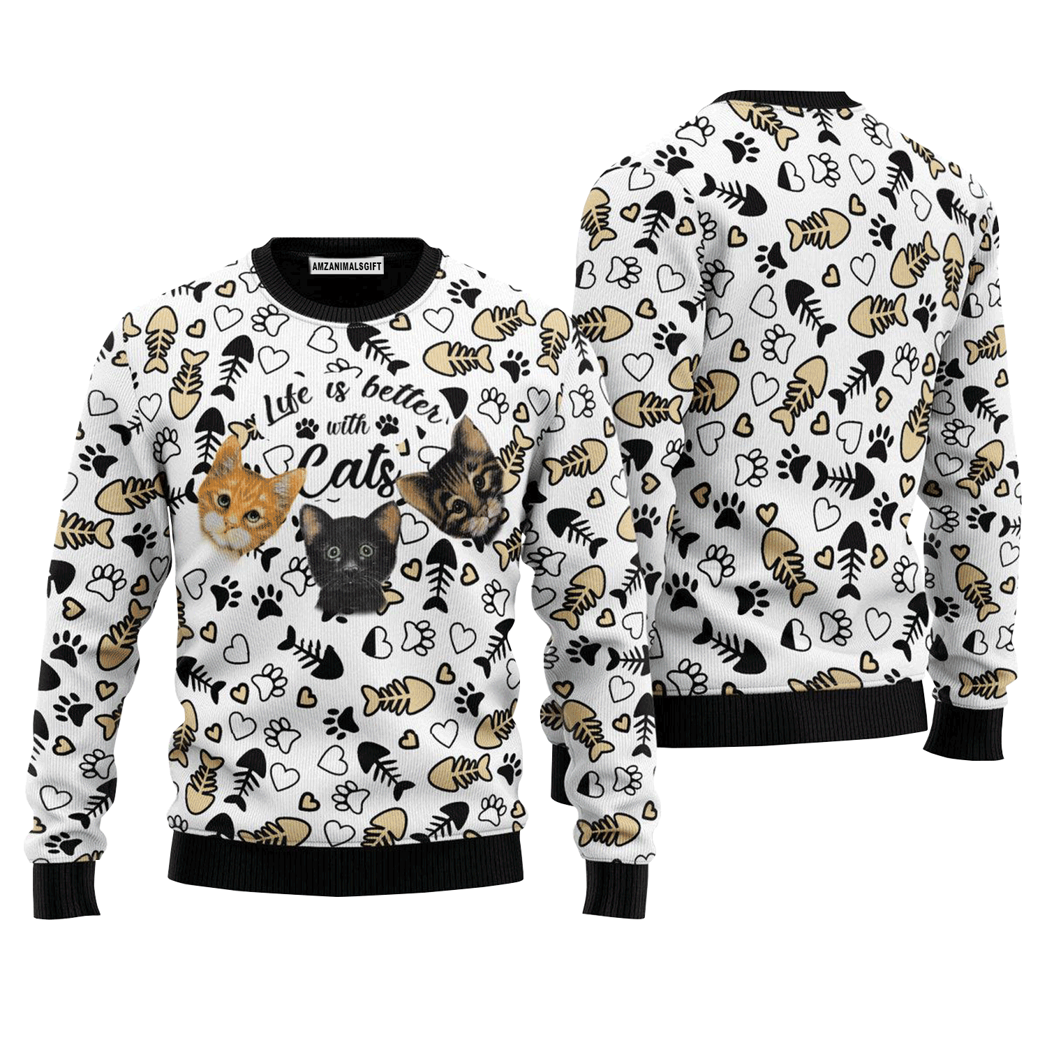 Awesome Cat Sweater Life Is Better With Cats, Ugly Sweater For Men & Women, Perfect Outfit For Christmas New Year Autumn Winter