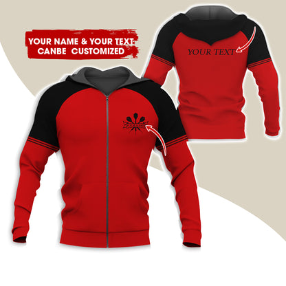 Custom Name & Text Darts Premium Zip Hoodie, Customized Darts Zip Hoodie For Men & Women - Gift For Darts Lovers, Darts Players
