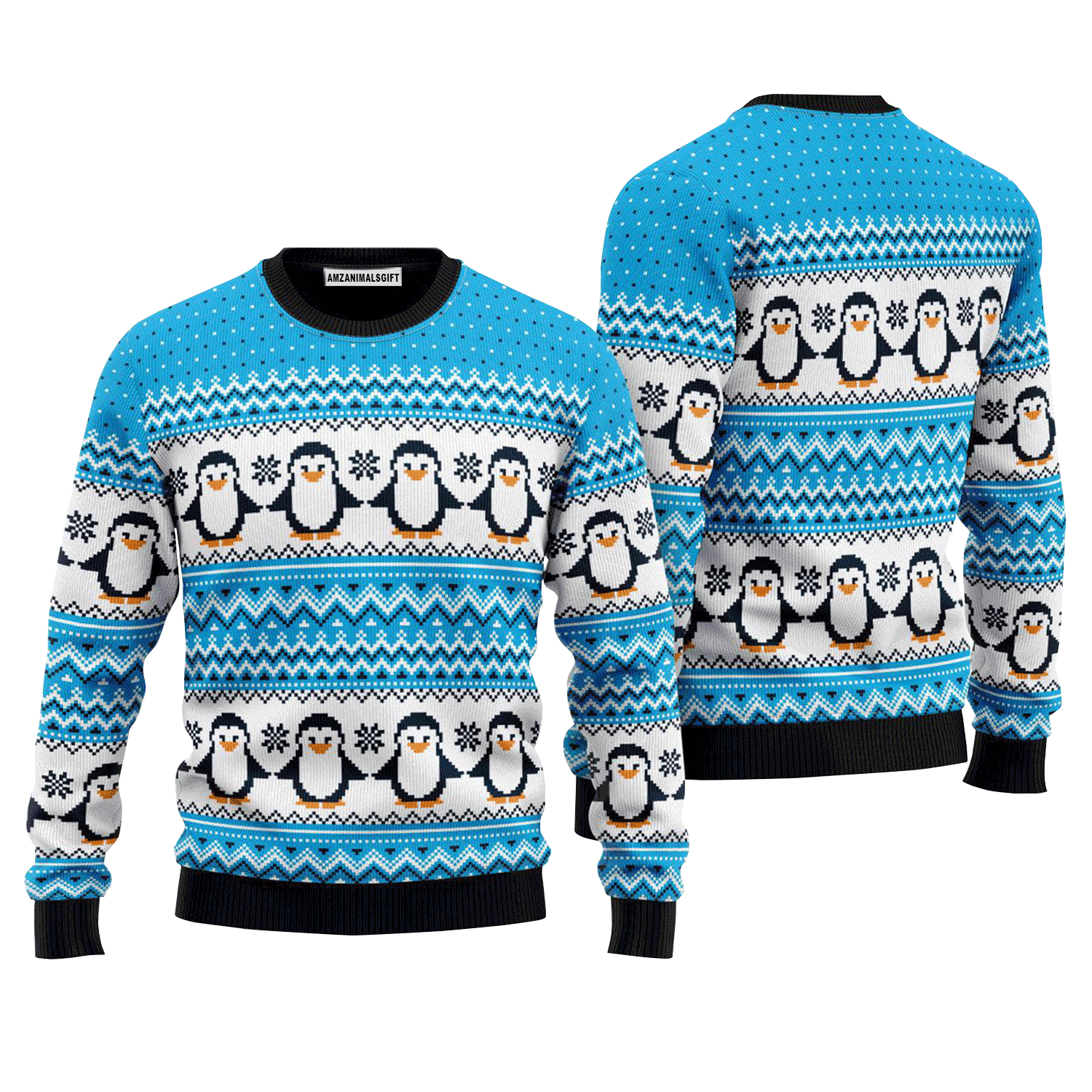 Blue Penguins Xmas Sweater, Ugly Christmas Sweater For Men & Women, Perfect Outfit For Christmas New Year Autumn Winter