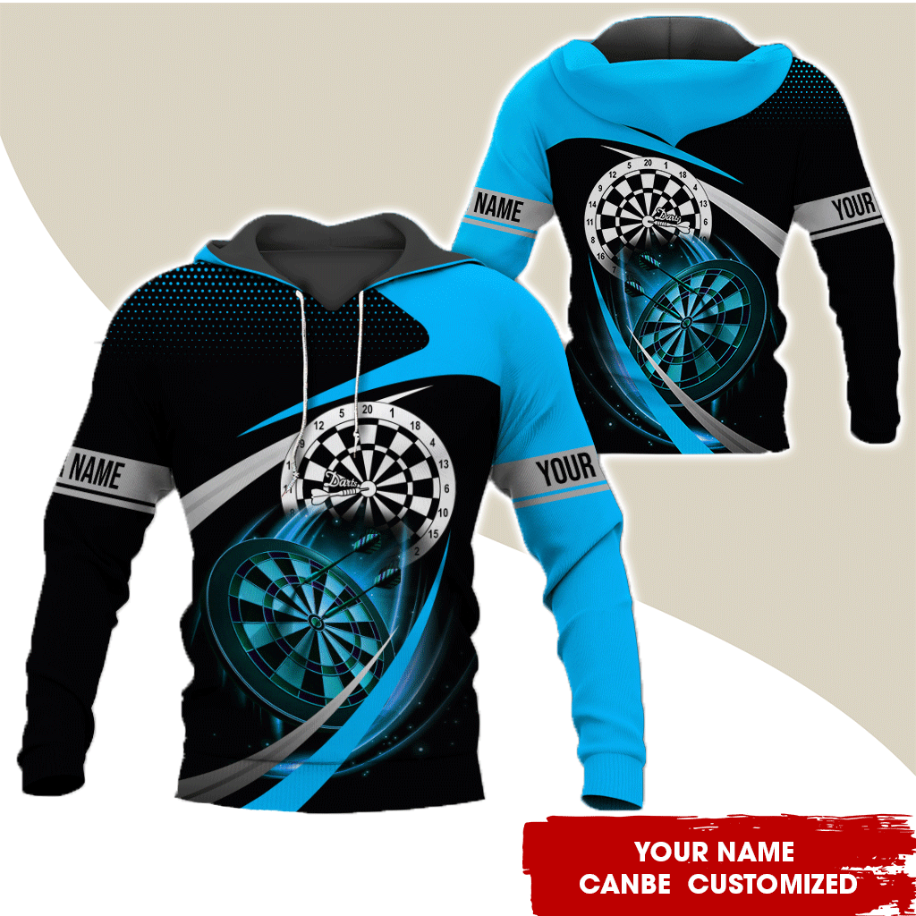 Personalized Darts Premium Hoodie, Customized Name & Text Darts Spot Pattern Black Hoodie, Perfect Gift For Darts Lovers, Friend, Family