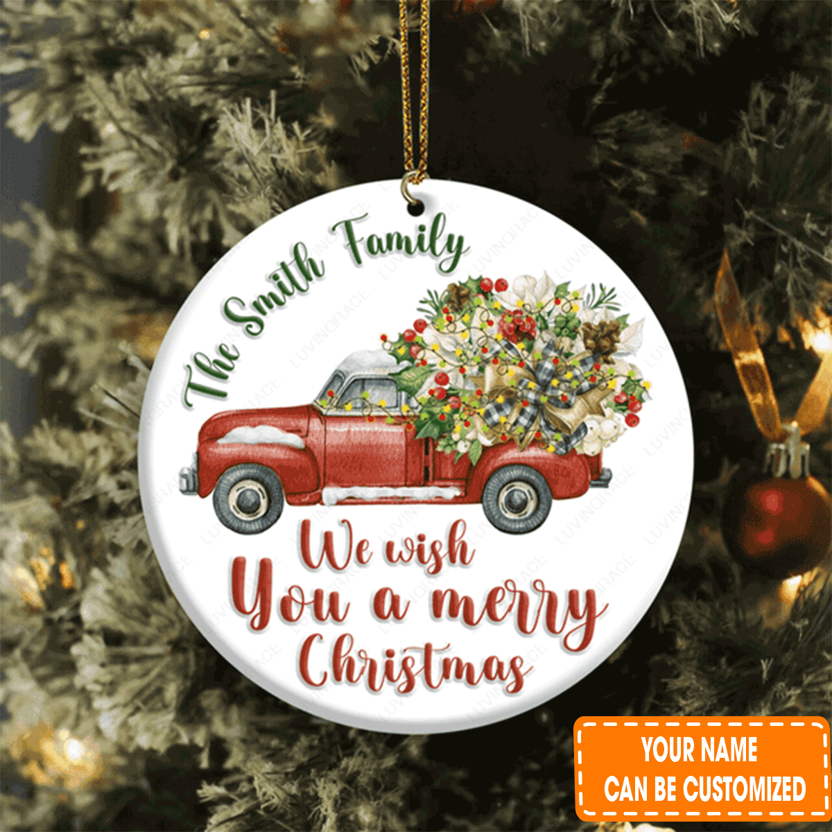 Custom Jesus Acrylic Ornament, Personalized Christmas Flower Light On Car Acrylic Ornament For Christian, Holiday Decor
