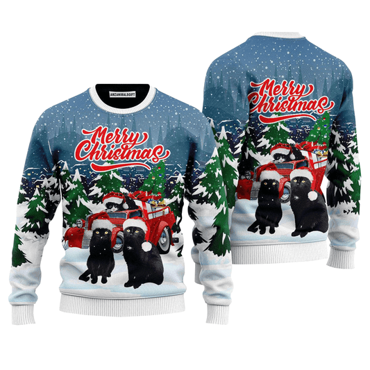 Cute Black Cat Sweater Merry Christmas, Ugly Sweater For Men & Women, Perfect Outfit For Christmas New Year Autumn Winter