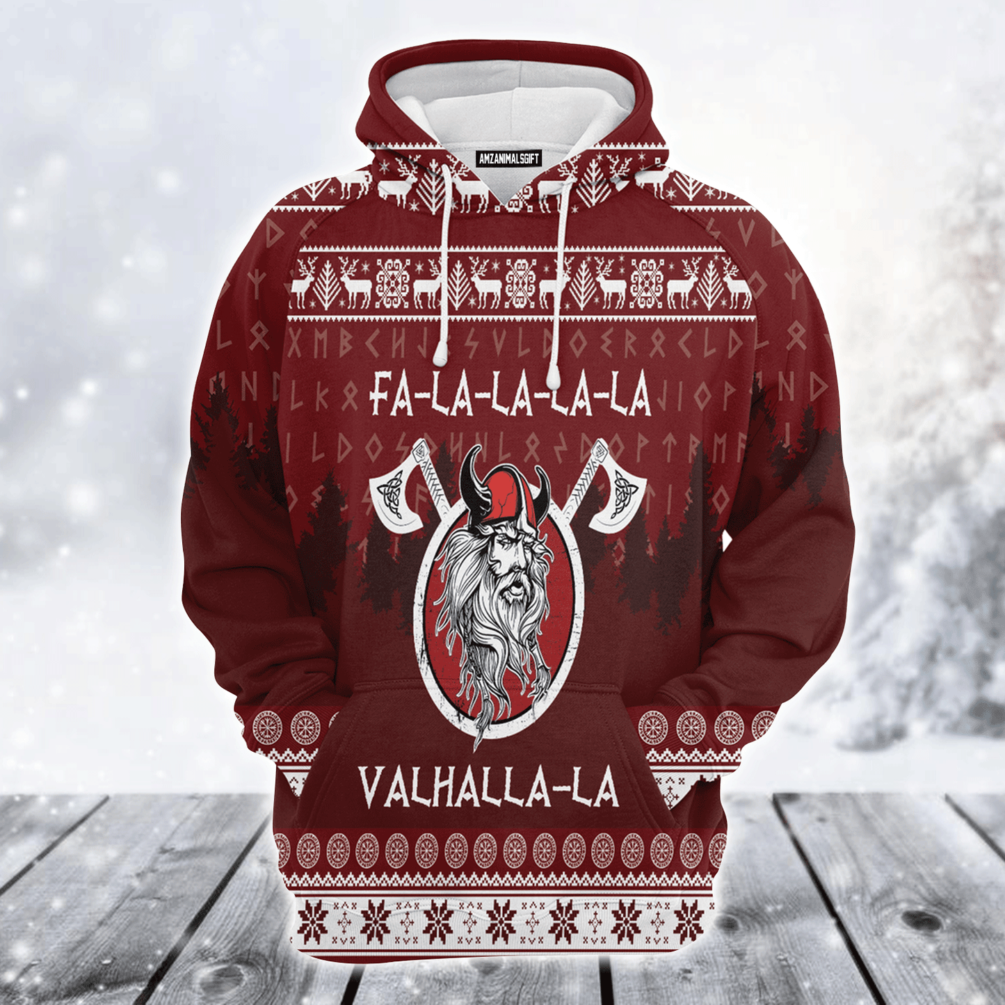 Viking Premium Christmas Hoodie, Fa-la-la-la-la Valhalla-la Viking Unisex Hoodie For Men & Women - Perfect Gift For Christmas, Viking Lover