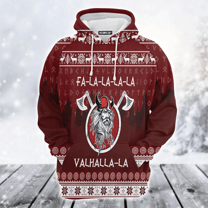 Viking Premium Christmas Hoodie, Fa-la-la-la-la Valhalla-la Viking Unisex Hoodie For Men & Women - Perfect Gift For Christmas, Viking Lover