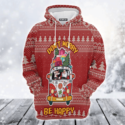 Hippie Style Premium Christmas Hoodie, Don't Worry Be Happy Unisex Hoodie For Men & Women - Perfect Gift For Christmas, Friends, Family