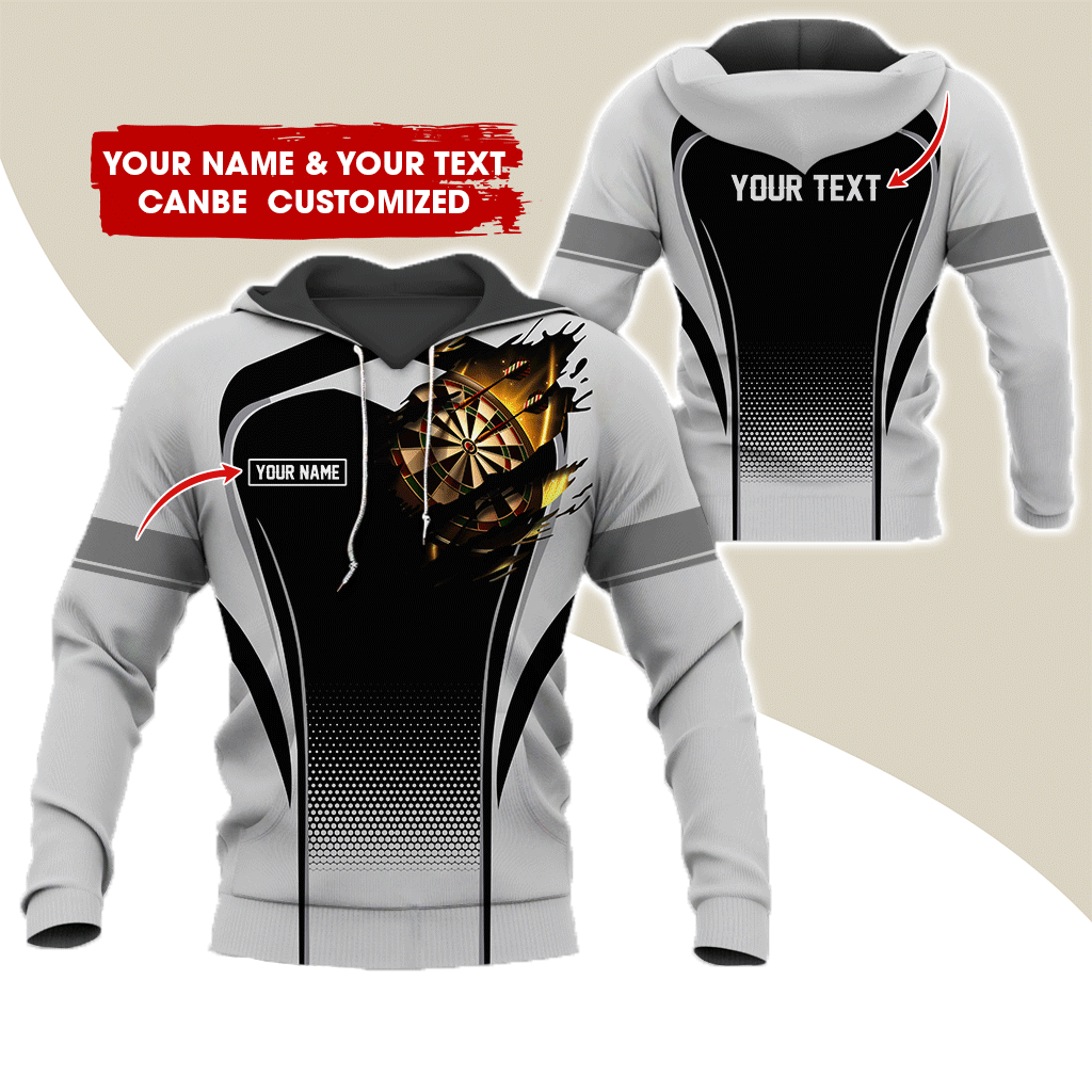 Customized Name & Text Darts Premium Hoodie, Dartboards Pattern Hoodie For Men & Women - Gift For Darts Lovers, Friend, Family