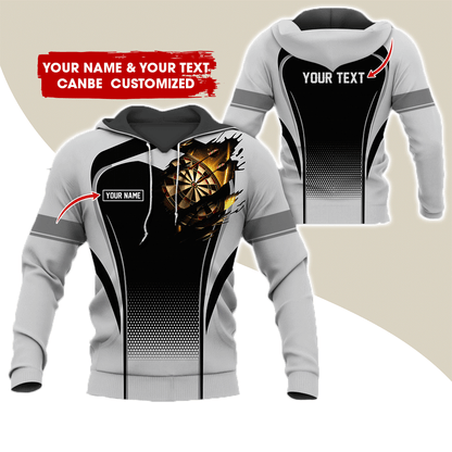 Customized Name & Text Darts Premium Hoodie, Dartboards Pattern Hoodie For Men & Women - Gift For Darts Lovers, Friend, Family