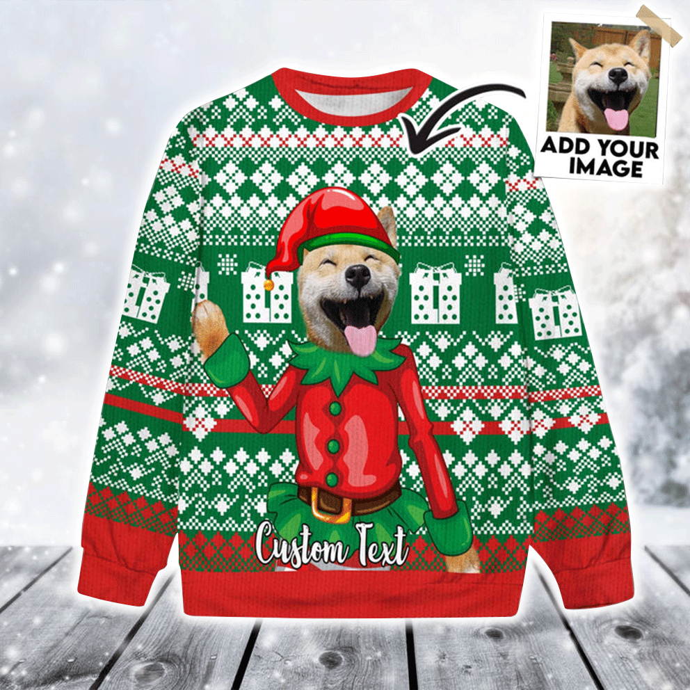 Custom Pet Sweater - Personalized Dog & Cat Photo Sweater, Custom Ugly Christmas Sweater, Perfect Gift For Dog Lovers, Friend, Family