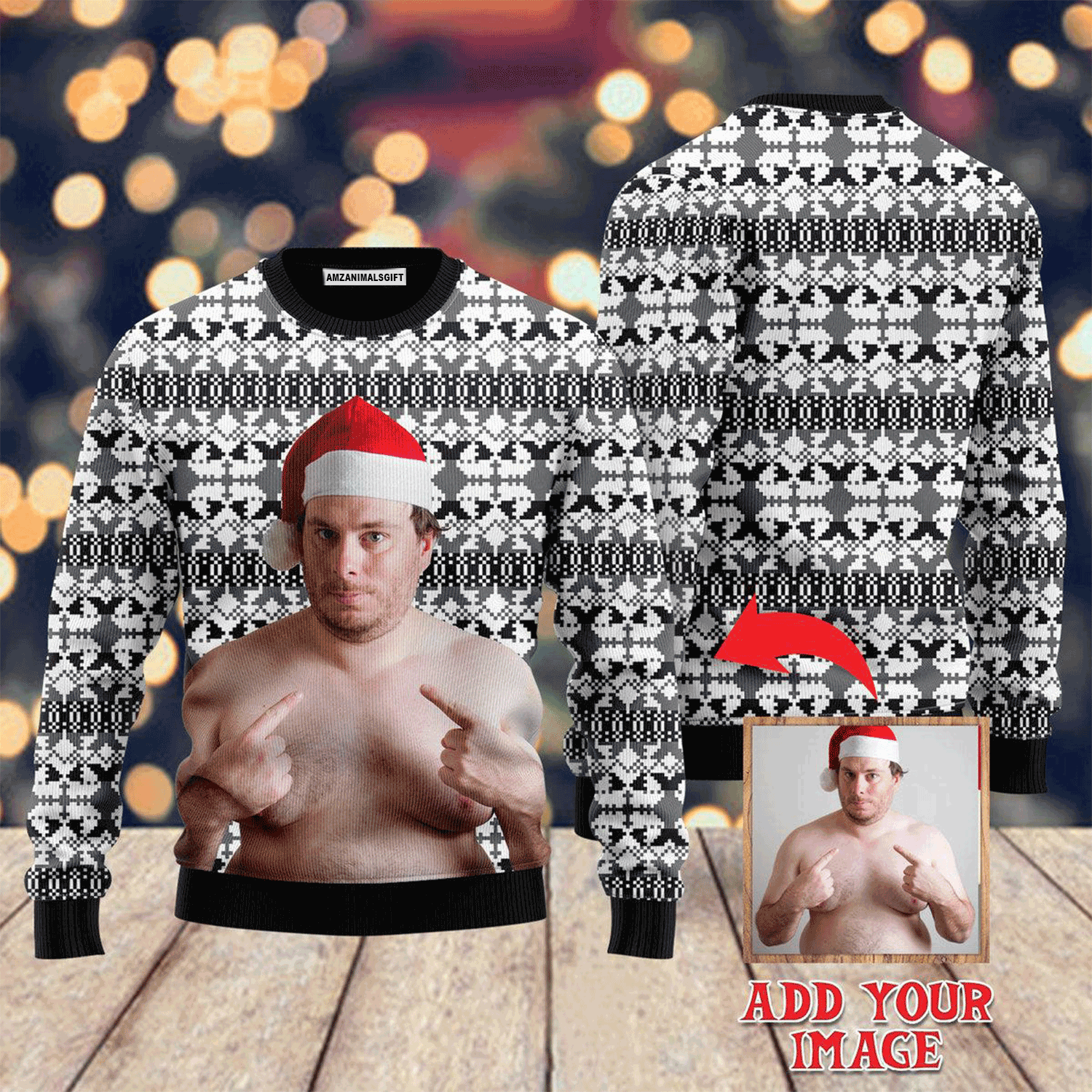 Custom Photo On Ugly Xmas Knit Style Sweater, Ugly Sweater For Men & Women, Perfect Outfit For Christmas New Year Autumn Winter