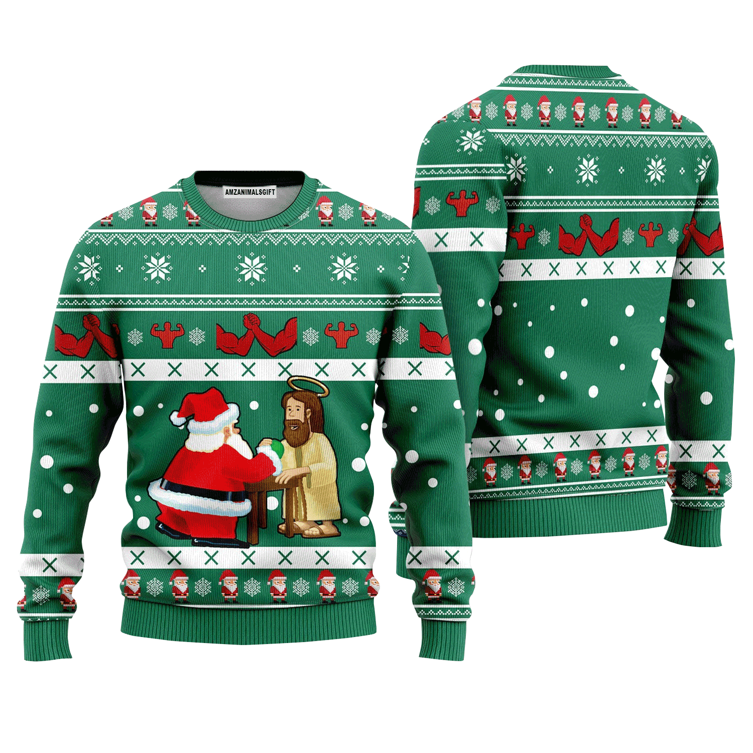 Funny Jesus & Santa Sweater, Ugly Sweater For Men & Women, Perfect Outfit For Christmas New Year Autumn Winter