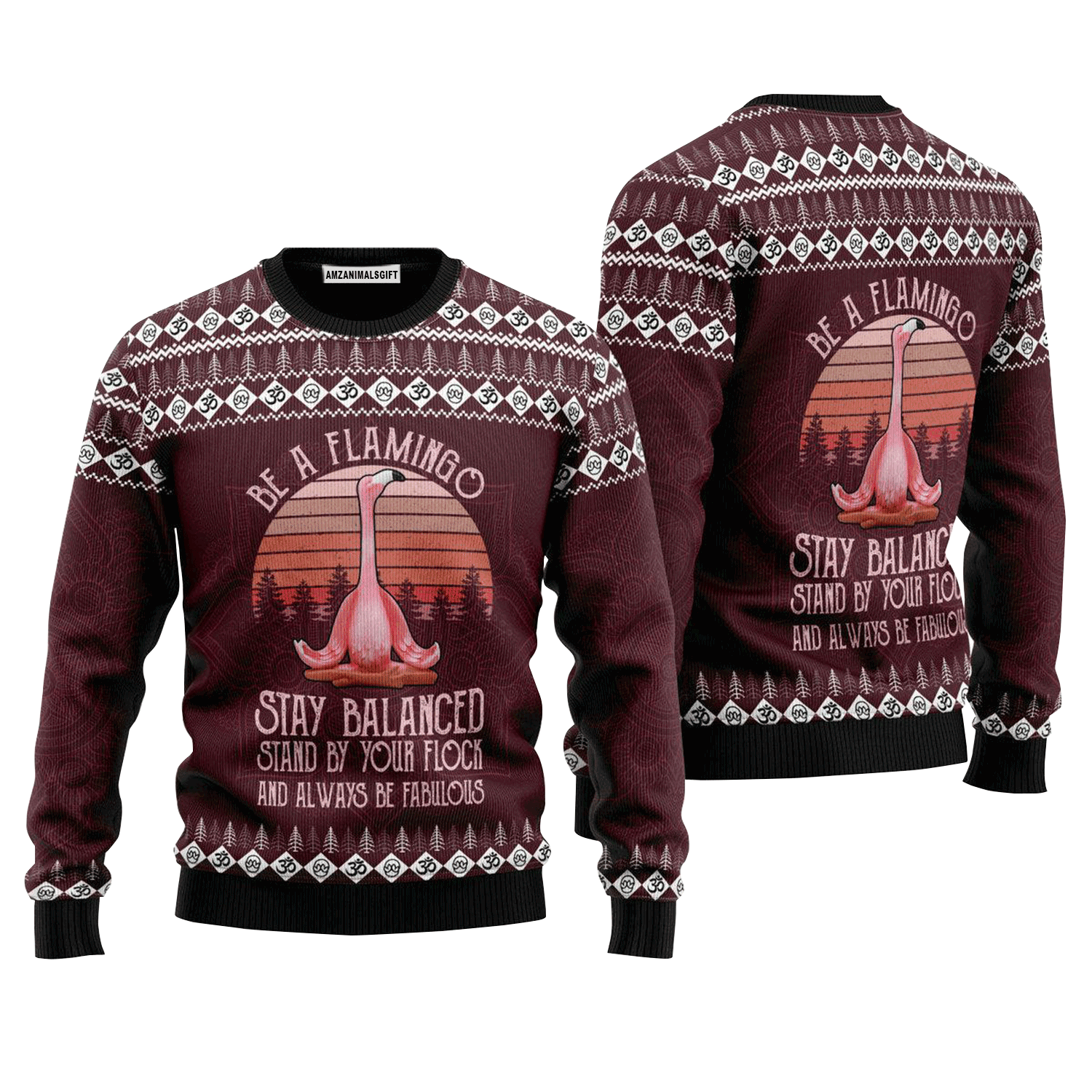 Flamingo Yoga Sweater Be A Flamingo Stay Balanced, Ugly Sweater For Men & Women, Perfect Outfit For Christmas New Year Autumn Winter