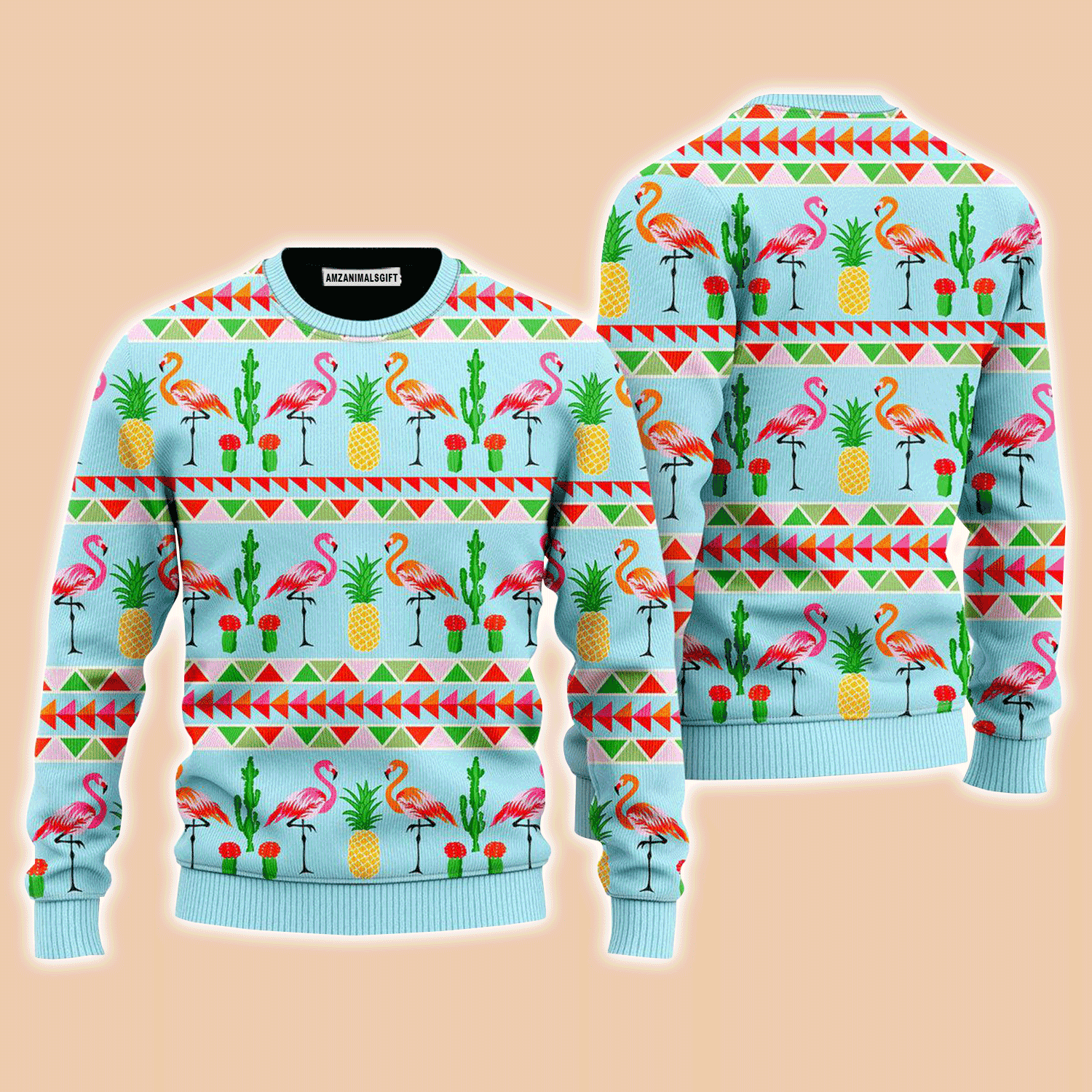 Flamingo Flamingle All The Way Pattern Sweater, Ugly Sweater For Men & Women, Perfect Outfit For Christmas New Year Autumn Winter