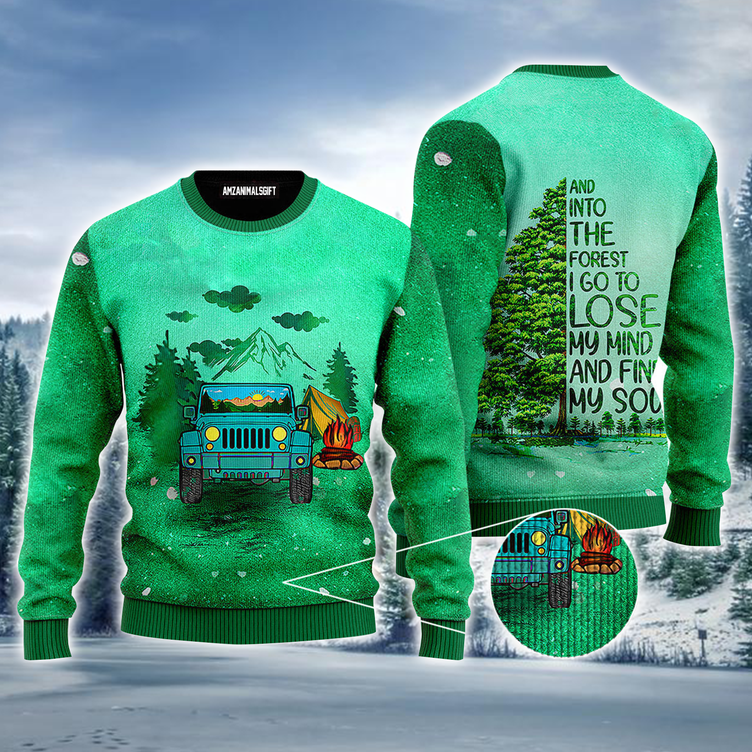 Travelling Ugly Sweater, And Into The Forest I Go To Lose My Mind And Find My Soul Blue Ugly Sweater For Men & Women, Perfect Gift For Friends, Family