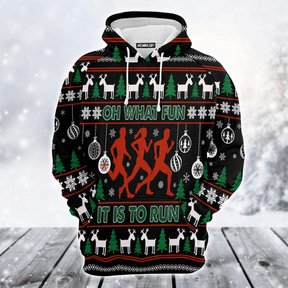 Running Premium Christmas Hoodie, Running Oh What Fun It Is Run Christmas Unisex Hoodie For Men & Women - Perfect Gift For Christmas, Friends, Family