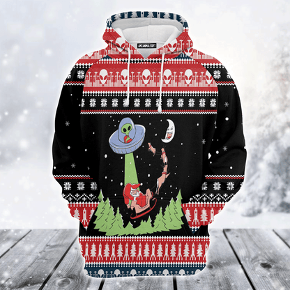 Alien Premium Christmas Hoodie, Alien & Santa Merry Christmas Unisex Hoodie For Men & Women - Perfect Gift For Christmas,Friends, Family