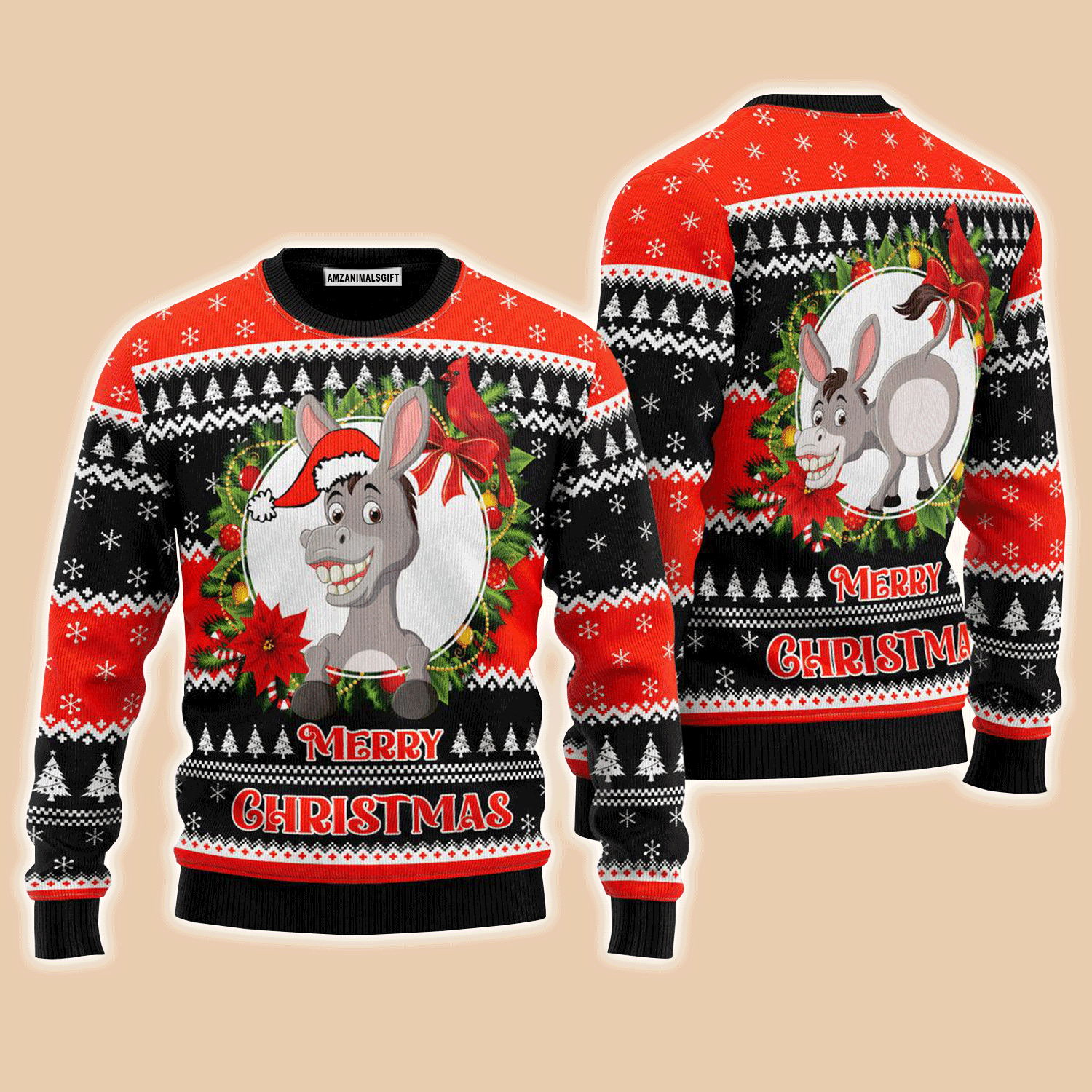 Funny Donkey Sweater Merry Christmas, Ugly Sweater For Men & Women, Perfect Outfit For Christmas New Year Autumn Winter