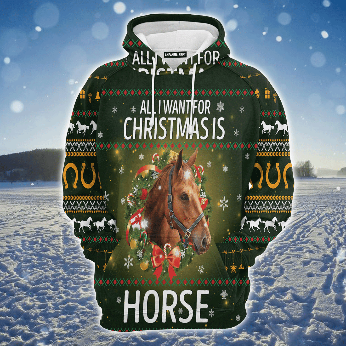Horse Xmas Premium Christmas Hoodie, All I Want For Christmas Horse Unisex Hoodie For Men & Women - Perfect Gift For Christmas, Horse Lovers
